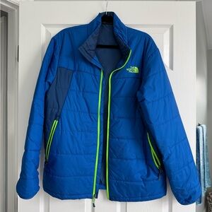 The North Face Blue Jacket with Neon Accents